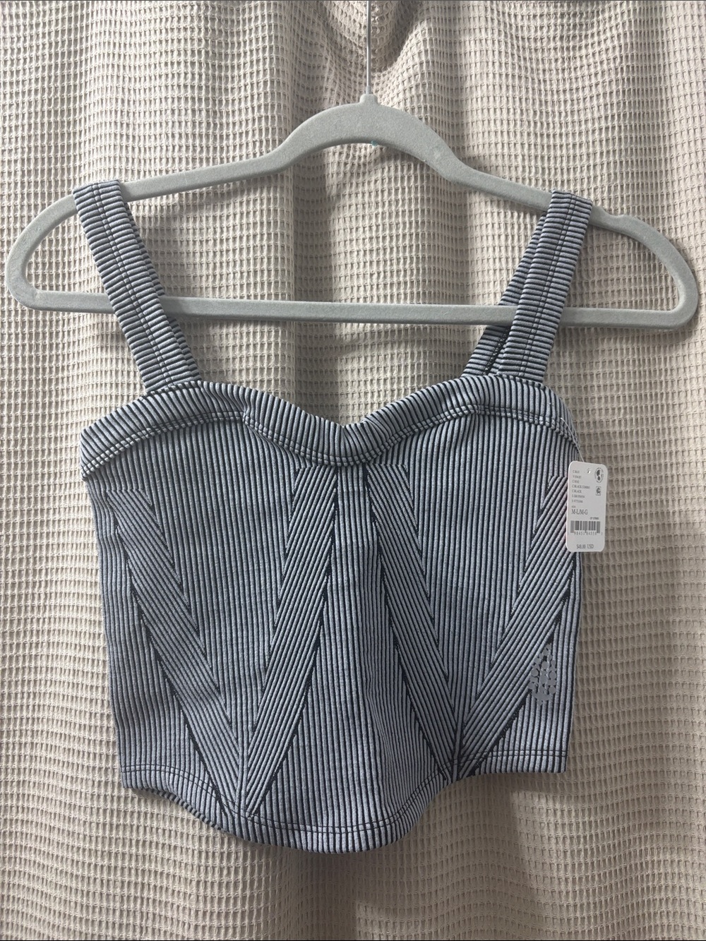 Free people Striped Corset Crop Top - black  & White